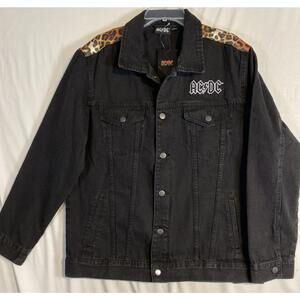 AC/DC Men’s Black Denim Jacket Size Large NWT Graphic Design